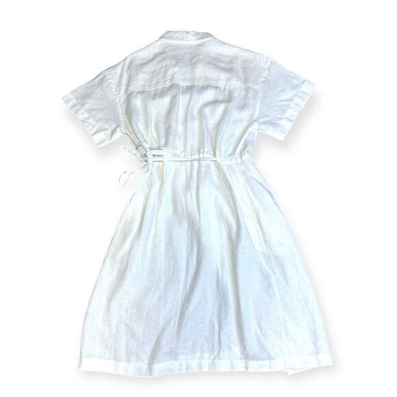 ATHLETA Women’s White Short Sleeve 100% Linen Playa Wrap Dress Size 12 Style #79 - Picture 3 of 6